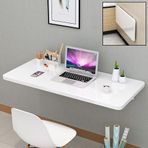 KLGFBDC Minimalist Katlanabilir Duvar Masası 90x50 cm Beyaz Çam Ağacı Vernikli Kaplama Yerden Tasarruf Tasarımı Ev Ofis Çalışma Dizüstü Bilgisayar Yemek Kullanımı için Mükemmel