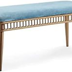KLGFBDC Modern Açık Mavi Kadife Puf - Giriş ve Yatak Odası için Döşemeli Koltuk, Metal Ayaklı Şık Ayakkabı Tezgahı, 120 x 40 x 45 cm, Ev Dekorasyonu Mobilyaları