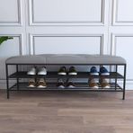 KLGFBDC Modern Ayakkabı Bankı, Ayakkabı Düzenleyici, Altın Ayakkabı Raflı Suni Deri Giriş Bankı, Ayakkabı Saklama Tezgahı (Boyut: 80 x 35 x 45 cm