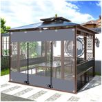 KLGFBDC Şeffaf dış mekan brandası, çardaklar için su geçirmez yan duvarlar, fermuarlı sağlam PVC branda, pergola, teras, veranda ve sundurma için şeffaf yan duvarlar, U x Y 2,8 x 2 m /