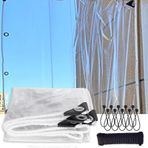 KLGFBDC Şeffaf Tarps Muhafaza Brandası 350 x 750 cm / 11,5 x 24,6 FT, 0,38 (mm) Kalınlaştırılmış Yumuşak Cam Plastik Rüzgar Perdesi Tarps, Ev Verandası, Balkon, Bahçe Sundurmaları Köşk, Tavuk Kreş