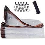 KLGFBDC Su geçirmez branda, şeffaf, 5,2 x 7,3 m (17 x 24 fit), 10 mermer ve 1 rulo halat dahil, bahçe mobilyaları, arabalar, teras, çiçekler, bitkiler ve pergola için