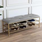 KLGFBDC Suni deriden ayakkabı raflı modern ayakkabı bankı, giriş bankı, altın ayakkabı raflı ayakkabı rafı, giriş alanı için ayakkabı saklama alanı (Boyut: 120 x 35 x 45 cm (47 x