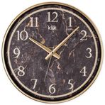 Klik Simplex G3 Göreme Mermeri Plastik Kasa Gold Renkli 37.5 cm Çaplı Modern Sessiz Saniye Mekanizmalı Duvar Saati