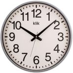 Klik Simplex Plastik Kasa Gri Renkli 37.5 cm Çaplı Modern Sessiz Saniye Mekanizmalı Duvar Saati