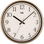 Klik Slim Plastik Kasa Gold Renkli 30.5 cm Çaplı Modern Sessiz Saniye Mekanizmalı Duvar Saati