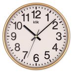 Klik Venüs Plastik Kasa Gold Renkli 27 cm Çaplı Modern Sessiz Saniye Mekanizmalı Duvar Saati