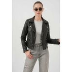 Klins Kids Kadın Dik Yaka Biker Siyah Ceket - 38
