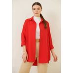 Klins Kids Kadın Oversize Kesim Basic Pamuklu Kırmızı Tesettür Gömlek - 38