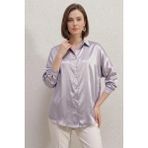 Klins Kids Kadın Oversize Kesim Saten Lila Gömlek - 36
