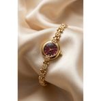 KLISHE Butik Daisy Kadın Çelik Saat Gold Renk & Bordo Kadran Çiçek Detaylı Vintage Old Money Luxury Zarif Şık Kadın Kol Saati | Premium Limited Edition 2026