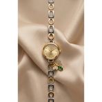 KLISHE Butik Kadın Çelik Saat Gold & Gümüş Mix Renk Butterfly Charm Yeşil Taşlı Old Money Vintage Lüks Zarif Şık Kadın Kol Saati | Limited Edition 2026