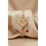 KLISHE Butik Kadın Çelik Saat Gold Renk Butterfly Charm Bordo Taşlı Old Money Vintage Lüks Zarif Şık Kadın Kol Saati | Limited Edition 2026