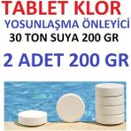 Klor 200 gr 2 Adet Yosun Önleyici Havuz Temizleyici Havuz Tablet Kloru Su Dezenfektanı