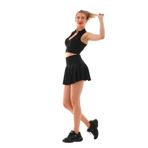 Kloş Kesim Tenis Şortlu Etek Crop Takım SİYAH M