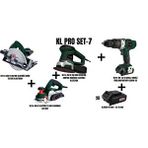 KLPRO Klpro Set-7 (1350 W 185 Mm Elektrikli Daire Testere+850 W Planya Makinasi+450 W 150 Mm Eksantrik Zimpara Makinasi+şarjli Darbeli Matkap)