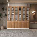 Klube Concept Modern Beyaz Kitaplık %100 Mdf Geniş Depolama Alanlı Dekoratif Raf 210X30X210 - Kahverengi