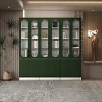 Klube Concept Modern Beyaz Kitaplık %100 Mdf Geniş Depolama Alanlı Dekoratif Raf 210X30X210 - Yeşil