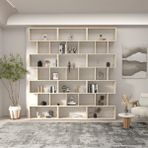 Klube Concept Yerden Tavana Traverten Desenli Kitaplık Dekoratif Büyük Boy Raf Ünitesi 100% Mdf