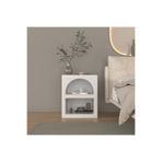 klubeconcept %100 MDF Beyaz Renk Modern Yarım Kemer Nişli Yan Sehpa Dekoratif Raflı Mini Kitaplık
