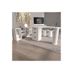 klubeconcept Athena Kolon Ayaklı Beyaz Çalışma Masası Ofis Takımı %100 MDF