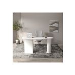 klubeconcept Modern Oval Formlu Beyaz Çalışma Masası 100% MDF Şık ve Fonksiyonel Ofis Masası 150 cm