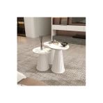 Klubeconcept Siyah Mermer Desenli Mdf Yan Sehpa Takımı – 3’Lü Set
