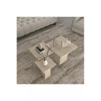 Klubeconcept Traverten Desenli Mdf Zigon Sehpa Takımı – Modern Salon Sehpası %100 Mdf
