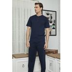 KLY 7612 Erkek Midi Yaka 3'Lü Pijama Takım