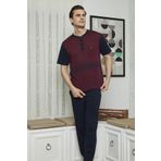 KLY 7615 Erkek Midi Yaka 3'lü Pijama Takımı