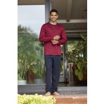 Kly 9130 Büyük Beden Erkek Bisiklet Yaka Uzun Kollu Pijama Takım
