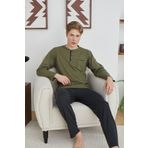 Kly 9229 Erkek Midi Yaka Uzun Kollu Pijama Takım