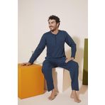 KLY 9230 Erkek Midi Yaka Pijama Takım