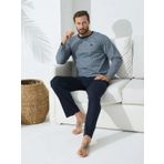Kly 9243 Uzun Kol 0 Yaka 4 Mevsim Erkek Pijama Takımı