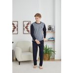 Kly 9251 Erkek 0 Yaka Uzun Kol Pijama Takım