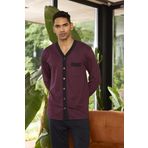 Kly 9252 Erkek V Yaka 4 Mevsim Boydan Düğmeli Uzun Kollu Pijama Takım