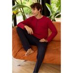 Kly Erkek Midi Yaka Pijama Takımı Konforlu Uyku - Bordo - XL