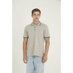 Kly Erkek Polo Yaka T-Shirt Modern Tasarım Düğmeli Yaka %80 Pamuk - Gri - XL