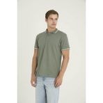 Kly Erkek Polo Yaka T-Shirt Modern Tasarım Düğmeli Yaka %80 Pamuk - Yeşil