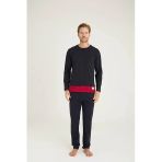 Kly Erkek Premium %100 Pamuk 4 Mevsim Kumaş Bisiklet Yaka Uzun Kollu Pijama Takım
