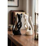 KLYNTO 2'li Dekoratif Kedi Biblo Seti - Siyah Beyaz Modern Ev ve Salon Aksesuarı Hediyelik Obje 17 cm