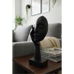 KLYNTO Soyut Yüz ve El Sanat Heykeli (Siyah) - Modern Ev Dekorasyonu Objesi