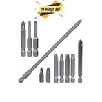 Klytek Matkap Bits Ucu Seti Vidalama Uçları Düz Yıldız Torx Uç Ph Pz (11 PARÇA)