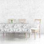 K&M Hometex Astarlı Sıvı Geçirmez Silinebilir Beyaz Gri Muşamba Masa Örtüsü