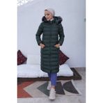 KMK Kombin Kadın Uzun Dolgulu Siyah Şişme Mont - 3M9-Haki - 52