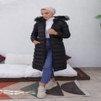 Kmkkombin Bayan Uzun Spor Şişme Mont - 42 - Siyah