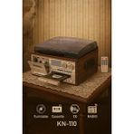 KN-110 Vintage Plak CD Kaset USB Bluetooth Tf Aux Özelikli Pikap - Kahverengi