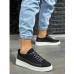 Knack 010 Siyah Süet Beyaz Taban Sneakers Erkek Ayakkabı