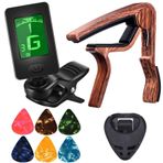 Knadgbft Gitar Capo Tuner Fit Ukulele Keman Elektro Bas Akustik Gitar Seçtikleri ve Pick Tutucu ile Gitar Aksesuarları