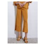 Knitss Örgü Detaylı Crop Sarı Triko Pantolon
